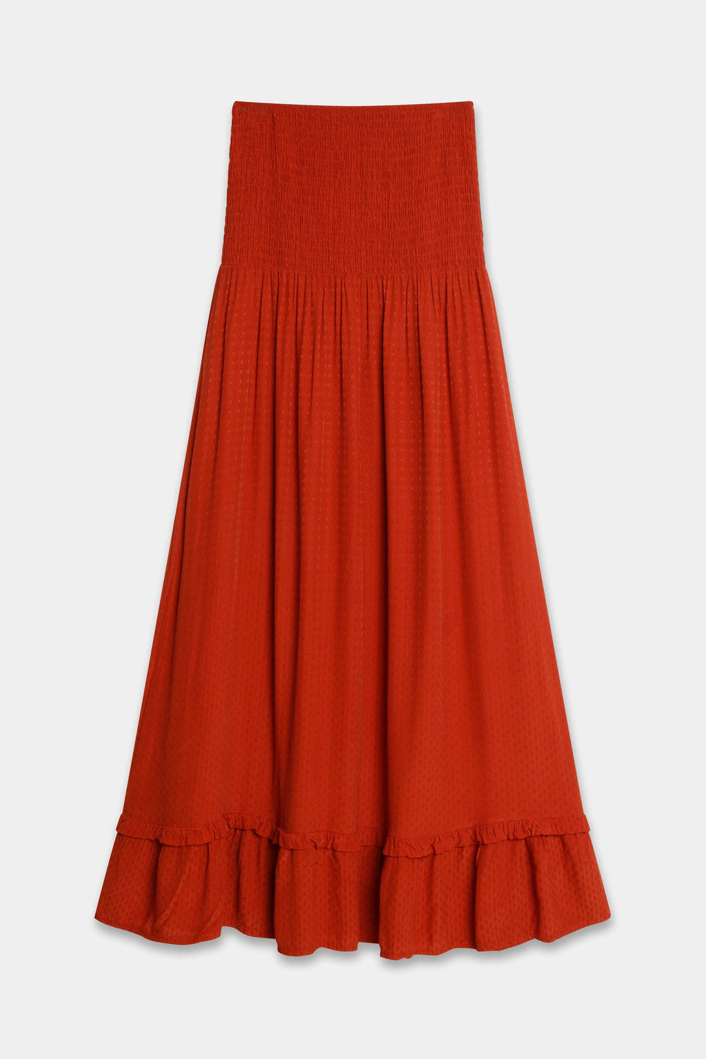 Detalle tejido Vestido Textura rojo - viscosa italiana suave y fluida - Zeyala