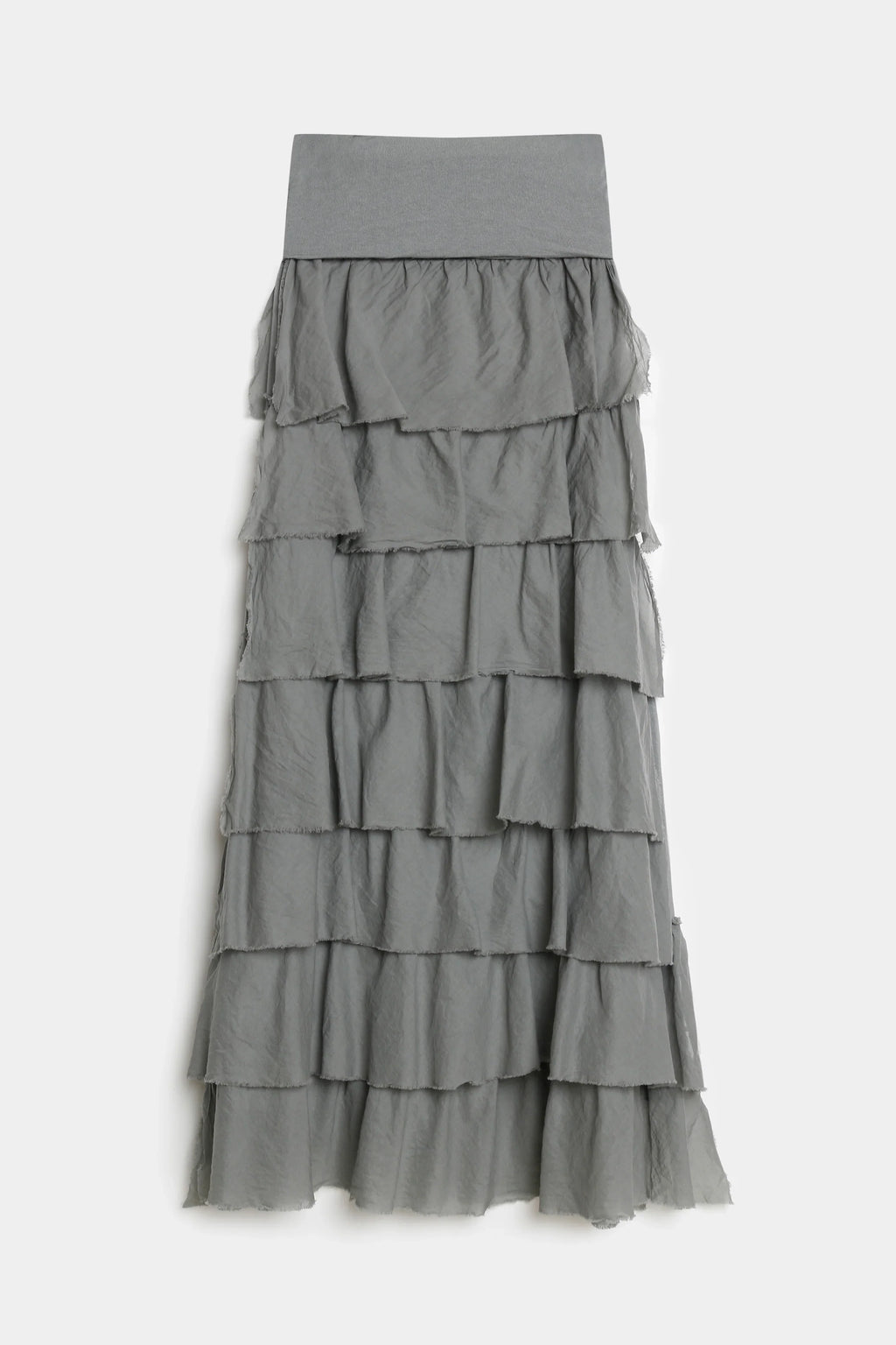Falda Larga Volantes gris - falda fluida para verano - Zeyala