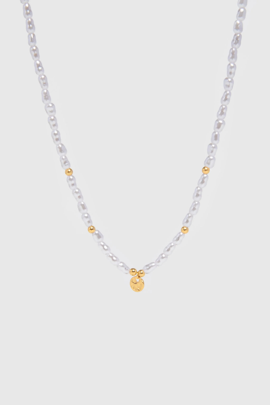 Collar fino largo con perlas dorado acero inoxidable mujer