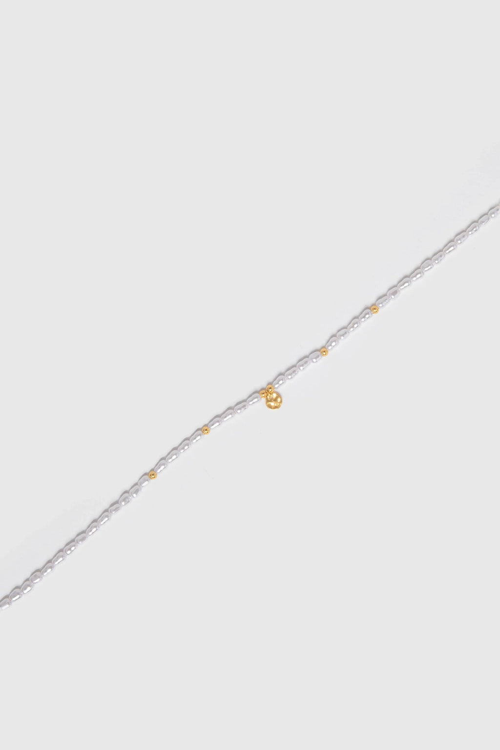 Collar fino largo con perlas dorado acero inoxidable mujer