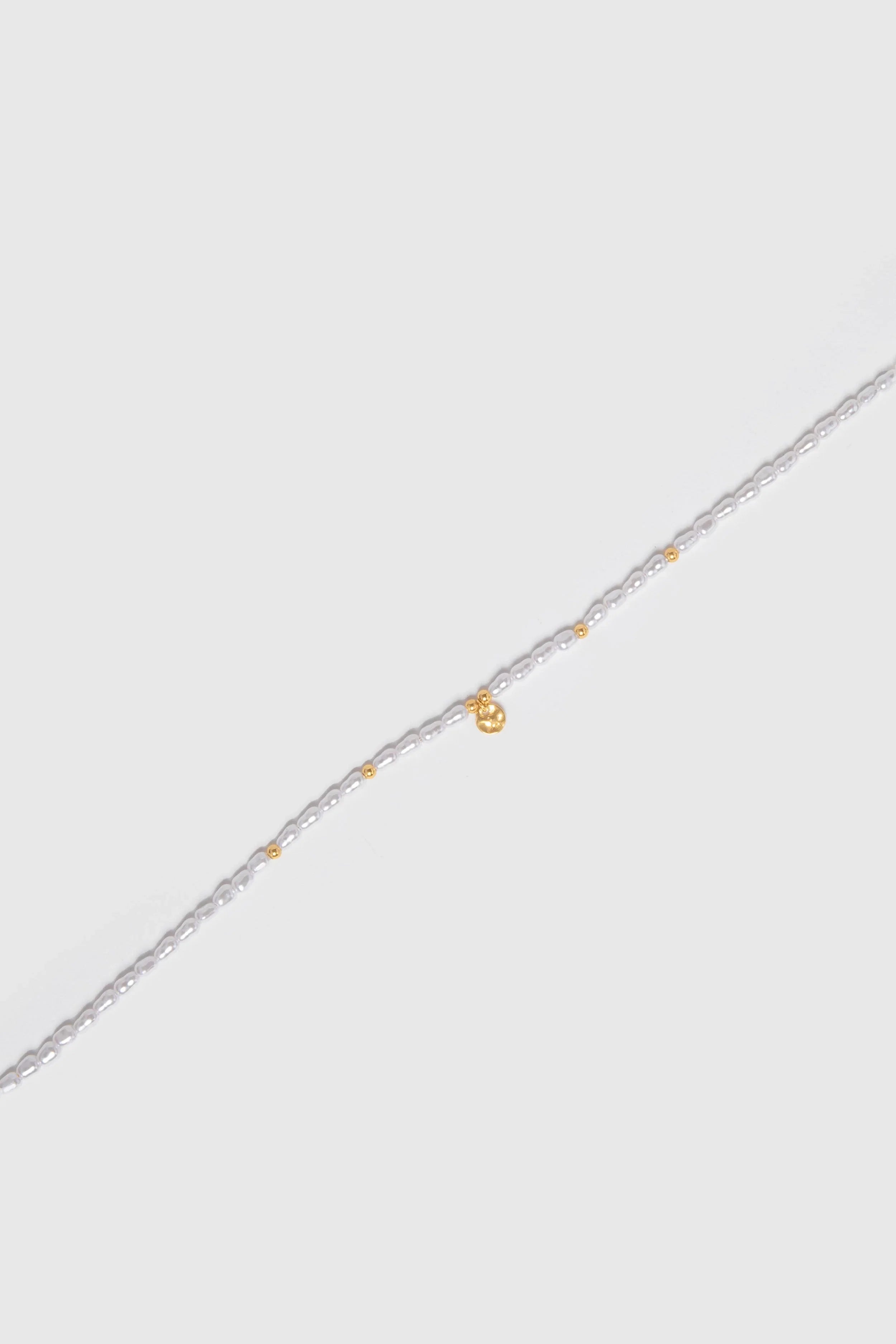 Collar fino largo con perlas dorado acero inoxidable mujer