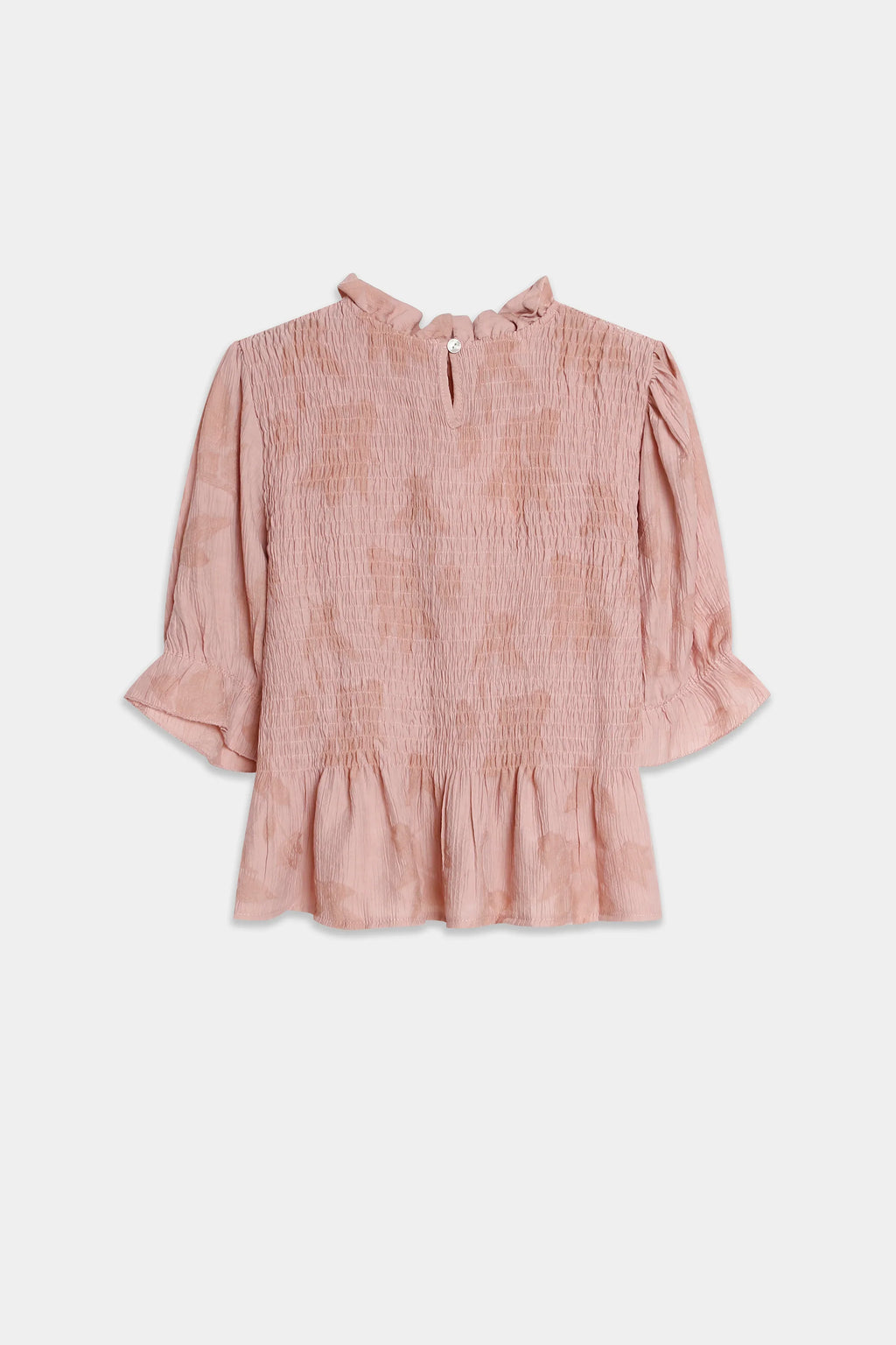 Blusa Textura Rosa manga corta tejido fluido - Zeyala