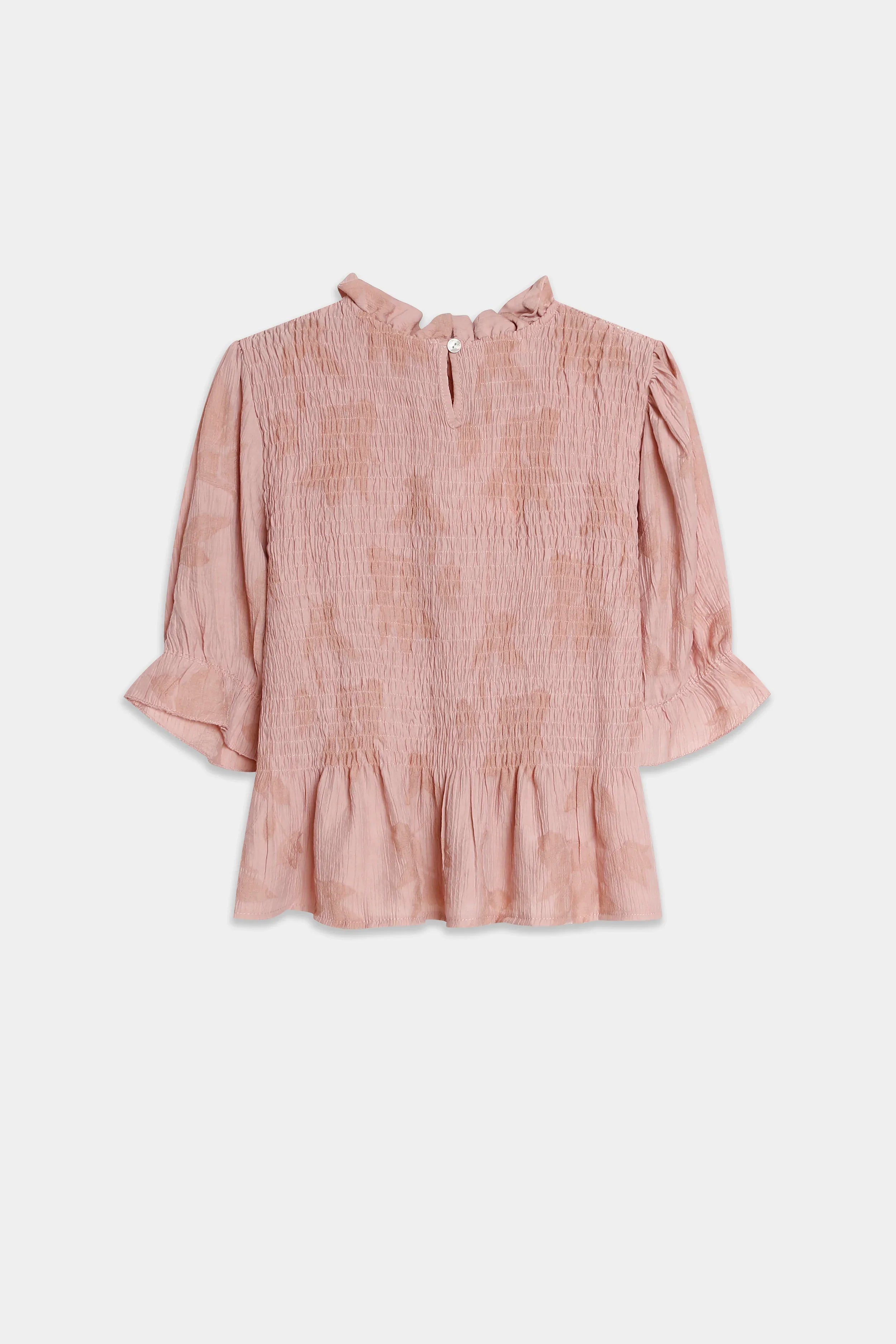Blusa Textura Rosa manga corta tejido fluido - Zeyala