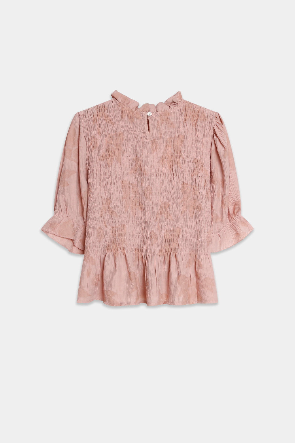 Blusa Manga Corta Cuello Volante Textura
