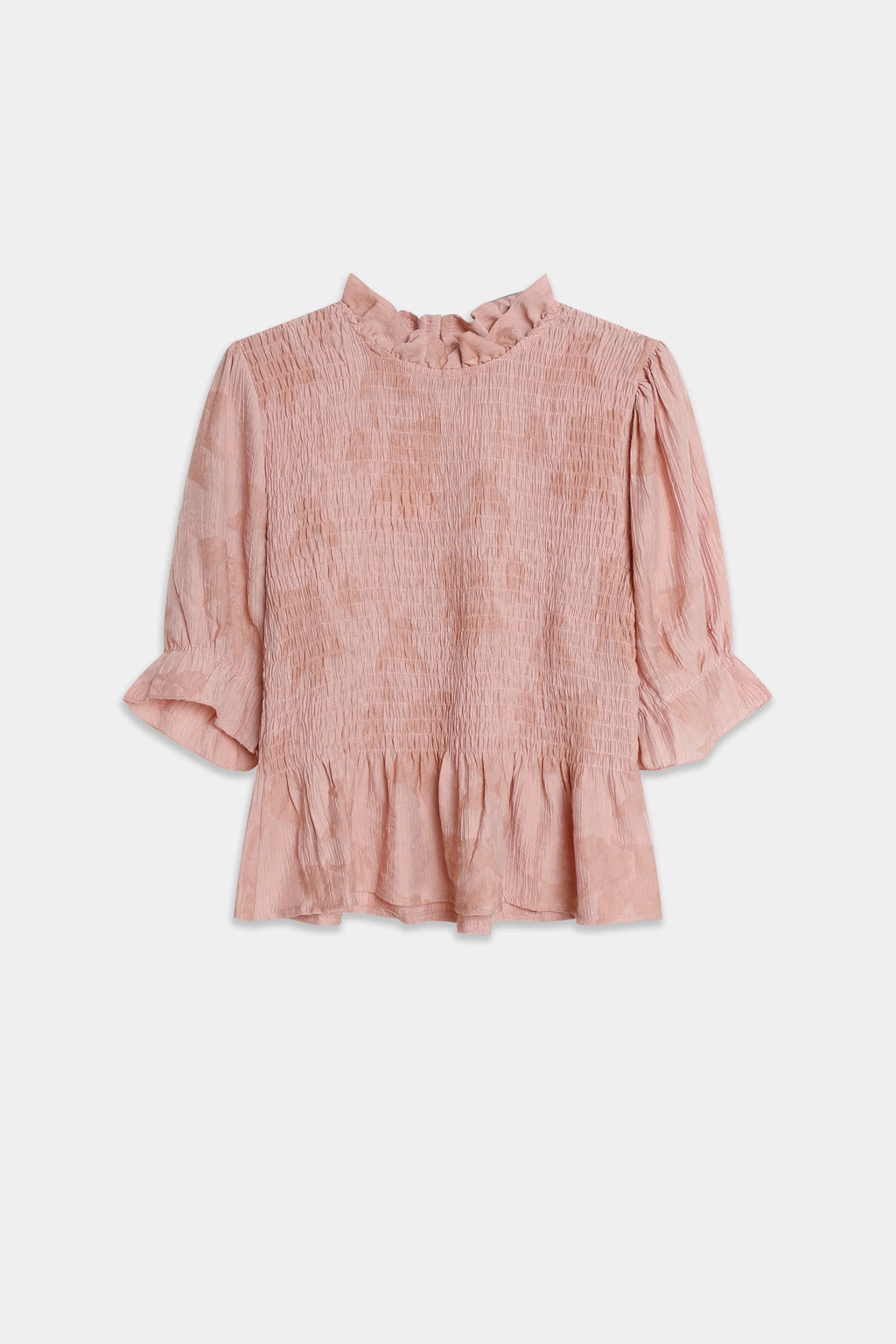 Blusa Manga Corta Cuello Volante Textura