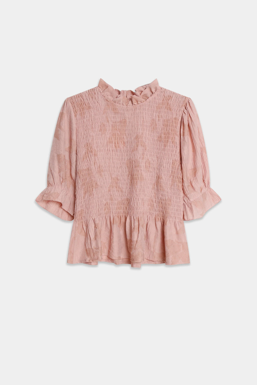 Blusa Textura Rosa manga corta tejido fluido - Zeyala