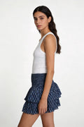 Falda volantes Romy azul - mujer con falda midi de volantes azul -Zeyala